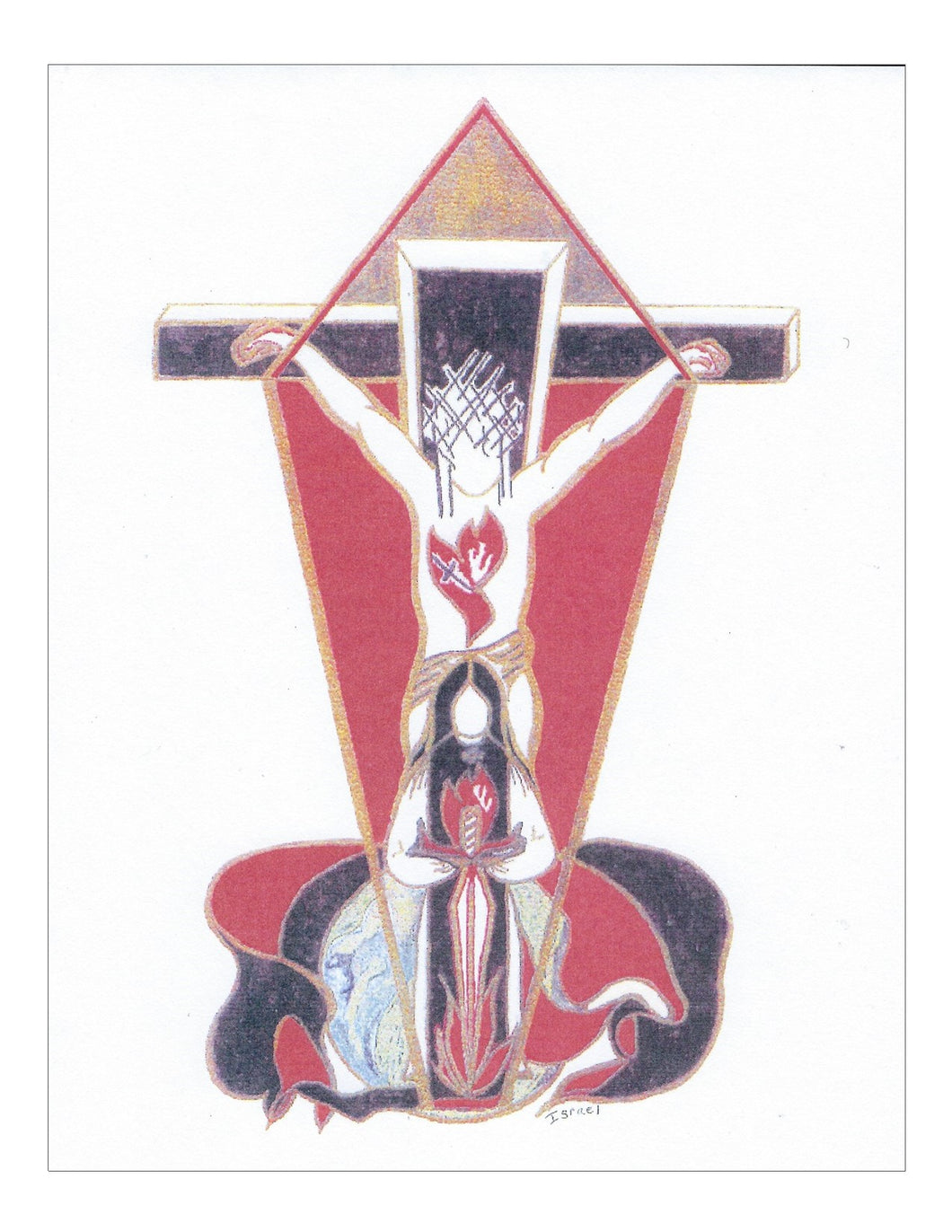 Jesus King of All Nations Holy Card of Jesus Christ Mediator, Our Lady Mediatrix of All Grace